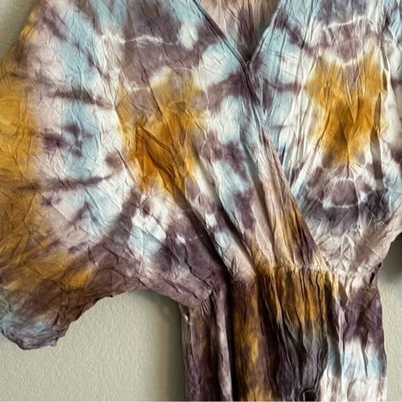 YFB Young Fabulous & Broke Isla Faux Wrap Multicolor Midi Dress Sz Small - Picture 8 of 11